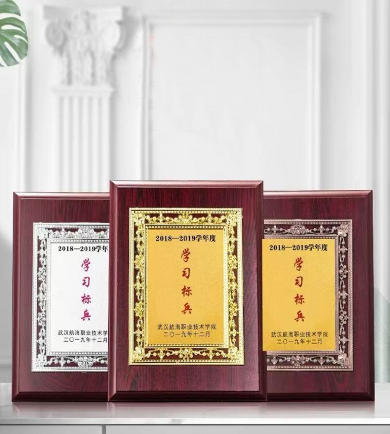 直边红木花框金箔奖牌（大号网框款）