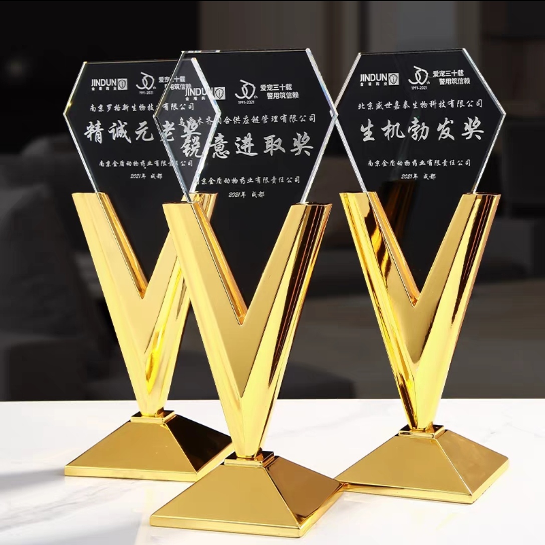 金属大V水晶奖杯(图1)