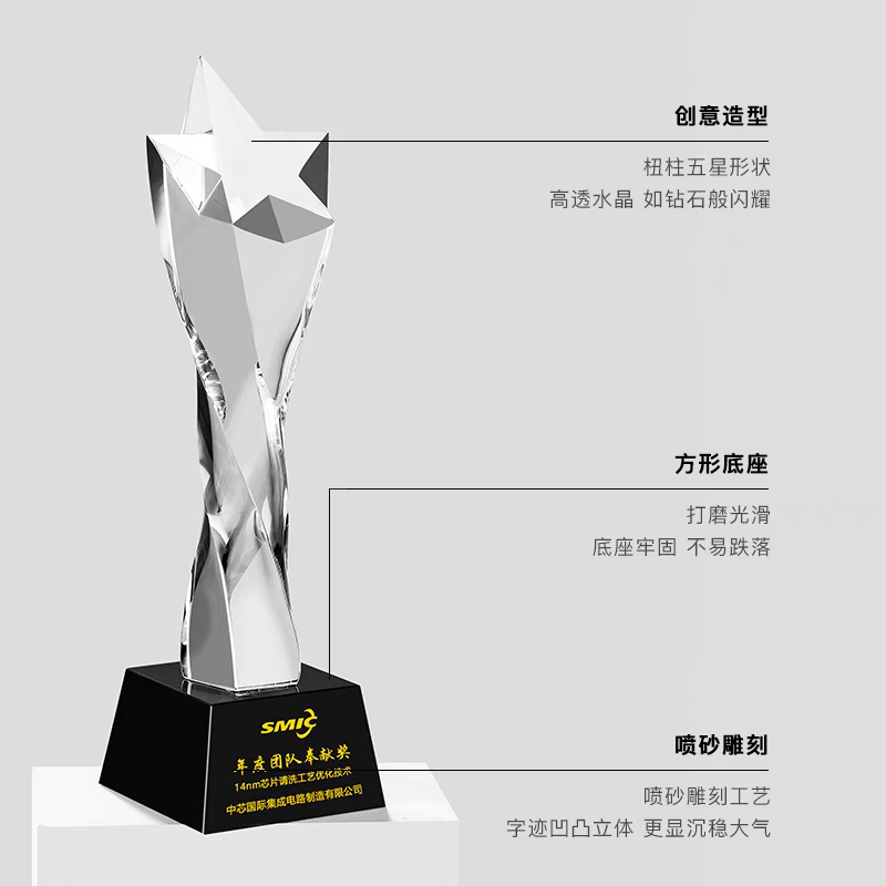 透明立体五星扭柱水晶奖杯(图7)